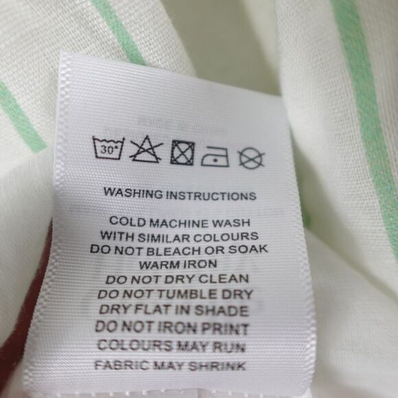 Charlie Holiday Linen Cotton Smocked Mini Dress Stripes Palm Trees Size 2 - Picture 11 of 11